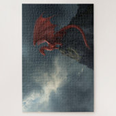 Roter Drache auf Klippe Puzzle (Vertikal)