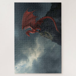 Roter Drache auf Klippe Puzzle