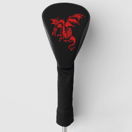 Roter Drache auf schwarz Golf Headcover (Vorderseite)