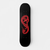 Roter Drache auf Schwarzem Skateboard (Vorne)