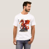 Roter Drache beim Feueratmen - Epische Mythische K T-Shirt (Vorne ganz)
