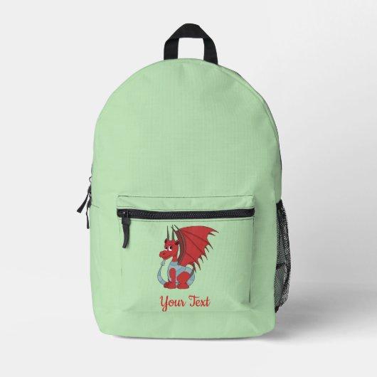 Roter Drache Cartoon Bedruckter Rucksack (Vorderseite)