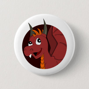 Roter Drache Cartoon Button