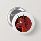 Roter Drache Cartoon Button (Vorne & Hinten)