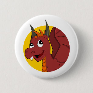 Roter Drache Cartoon Button