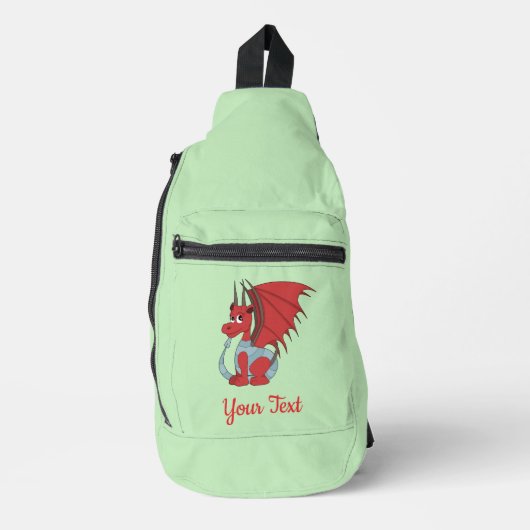 Roter Drache Cartoon Crossbody Bag (Vorderseite)