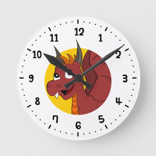 Roter Drache Cartoon rund um die Uhr (Vorderseite)