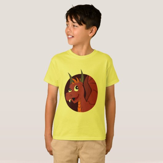 Roter Drache Cartoon T - Shirt (Vorne ganz)
