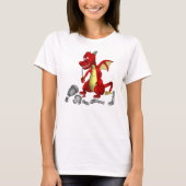Roter Drache, der Ritter aus den Zähnen holt T-Shirt (Vorderseite)