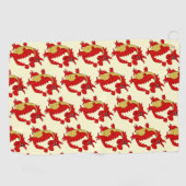 Roter Drache Design Jeder Farbige Hintergrund Golfhandtuch (Horizontal)