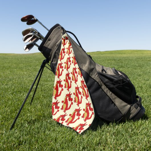 Roter Drache Design Jeder Farbige Hintergrund Golfhandtuch (Gras)