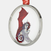 Roter Drache Dragoness hochrotes Ornament Aus Metall (Links)