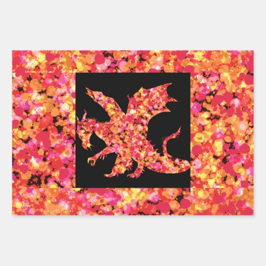 Roter Drache gespritzte Farbe  Geschenkpapier Set (Vorderseite 3)