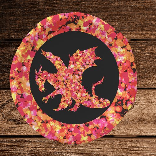 Roter Drache gespritzte Farbe Pappteller