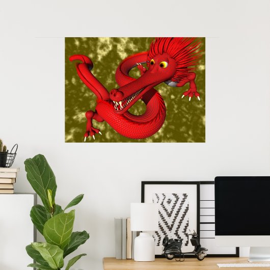 Roter Drache (groß) Poster (Heimbüro)