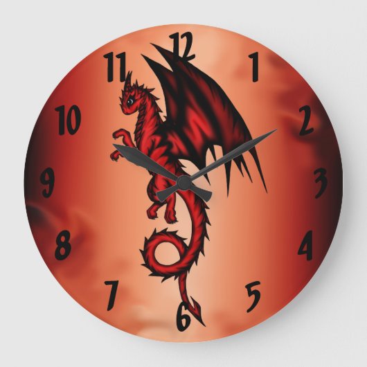 Roter Drache Große Wanduhr (Vorderseite)