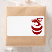 Roter Drache im Eieretikett (Insitu)