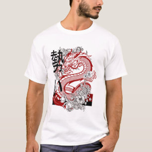 Roter Drache Japanischer Stil Grafik T-Shirt Edgy 