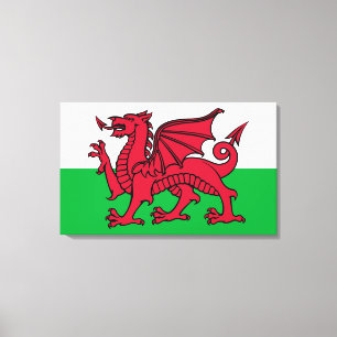 Roter Drache Keltische Flagge von Wales & Walisisc Leinwanddruck