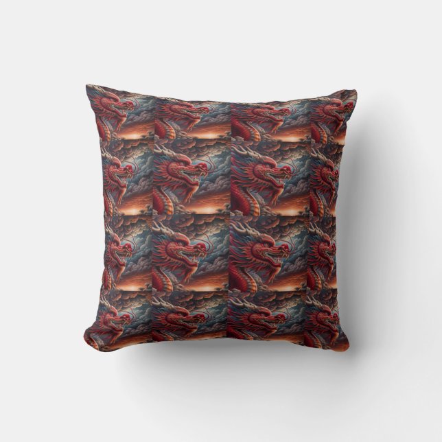 Roter Drache  Kissen (Vorderseite)