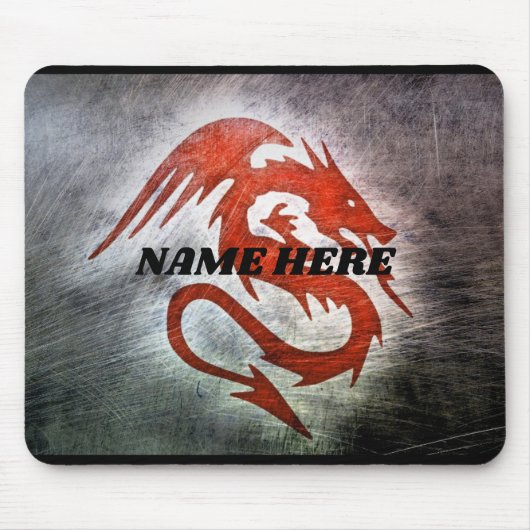 Roter Drache mit Namen Mousepad (Vorne)