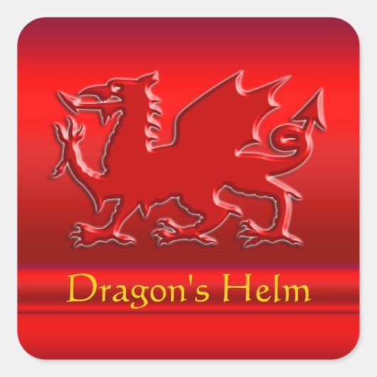 Roter Drache mit rotem Chromeffekt Quadratischer Aufkleber (Vorderseite)