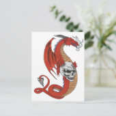 Roter Drache mit Schädel Postkarte (Stehend Vorderseite)