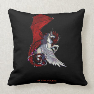 Roter Drache Monster Crimson Fantasy Wings Unicorn Kissen