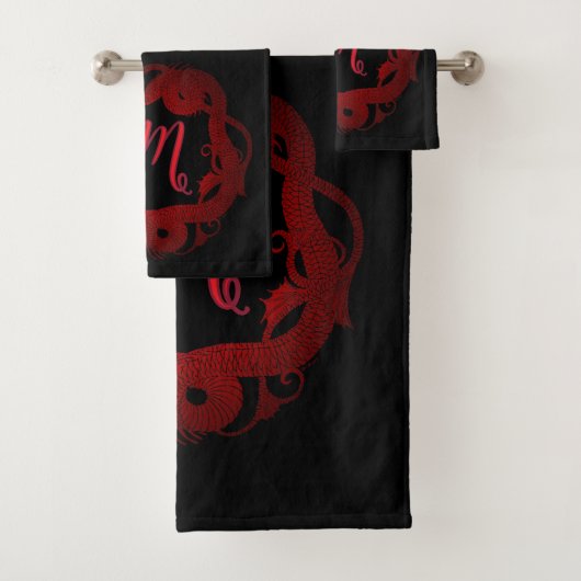 Roter Drache personalisiert Badhandtuch Set (Insitu)