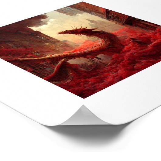 Roter Drache Poster (Ecke)