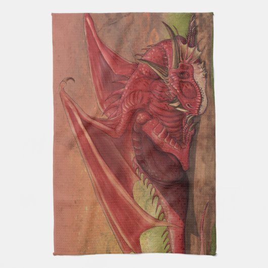 Roter Drache Schlafens Handtuch (Vertikal)