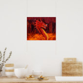 Roter Drache Schreckgestalt Poster (Küche)