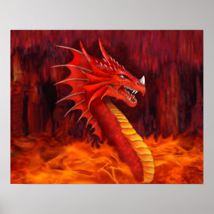 Roter Drache Schreckgestalt Poster