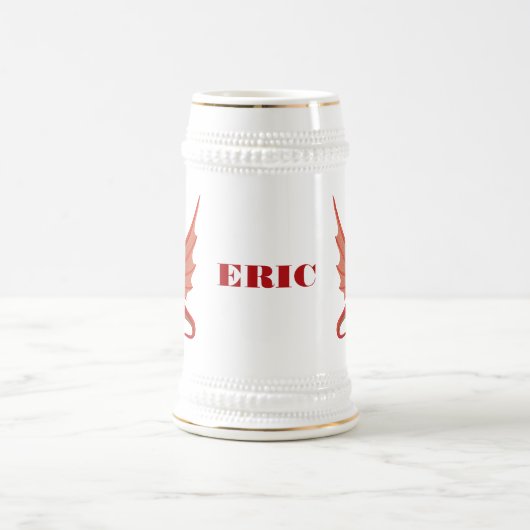 Roter Drache Stein Bierglas (Mittel)