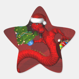 Roter Drache Stern-Aufkleber