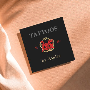 Roter Drache Tattoo-Künstler Quadratische Visitenkarte