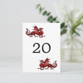 Roter Drache Tischnummer Postkarte (Stehend Vorderseite)