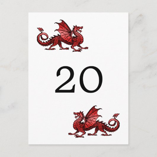 Roter Drache Tischnummer Postkarte (Vorderseite)