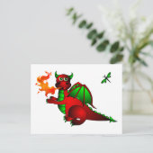 Roter Drache und Dragonfly Postkarte (Stehend Vorderseite)