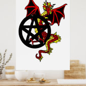 Roter Drache und Pentagramm Poster (Küche)
