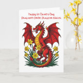 Roter Drache unter Narzissen Karte (Gelbe Blume)