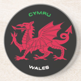 Roter Drache von Wales (Cymru), Schwarzes, Weiß, Getränkeuntersetzer