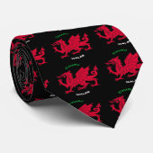 Roter Drache von Wales (Cymru), Schwarzes, Weiß, Krawatte (Gerollt)