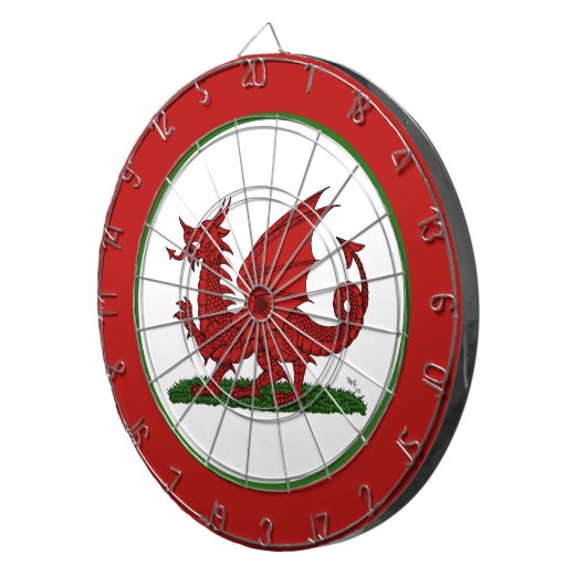 Roter Drache von Wales Dartscheibe (Vorderseite rechts)