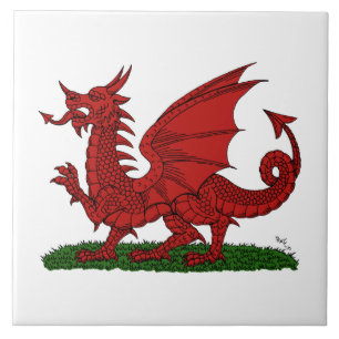 Roter Drache von Wales Fliese