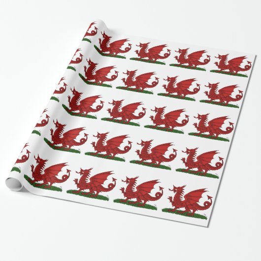 Roter Drache von Wales Geschenkpapier (Ungerollt)