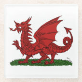 Roter Drache von Wales Glasuntersetzer (Vorderseite)