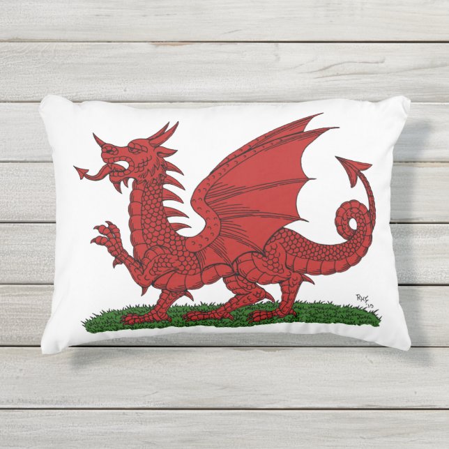 Roter Drache von Wales Kissen Für Draußen (Vorderseite)