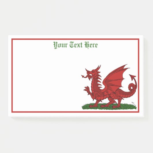 Roter Drache von Wales Post-it Klebezettel (Vorderseite)