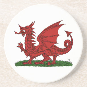 Roter Drache von Wales Sandstein Untersetzer